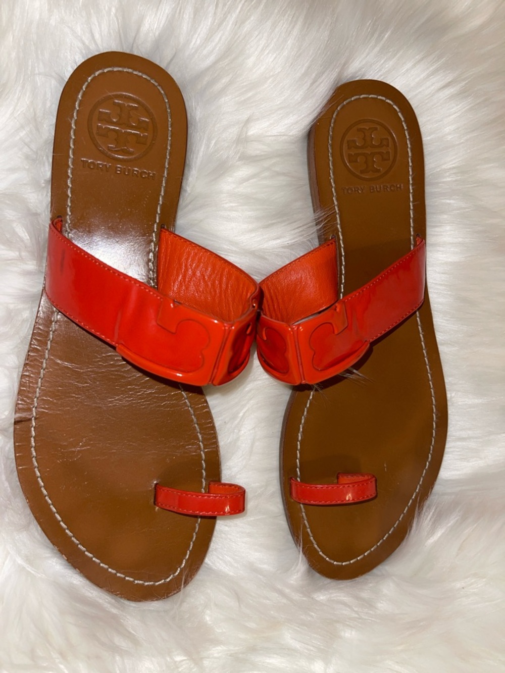 Tory Burch orange and Brown Sandals